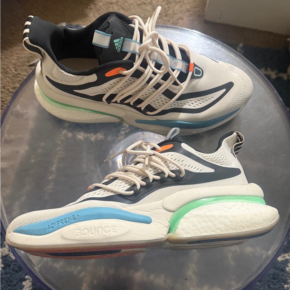 Adidas Men’s Alphaboost V1 Chalk White Pulse Mint Running Shoes Size 12
